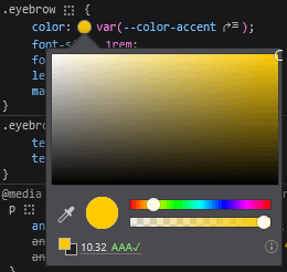 Firefox DevTools color picker displaying contrast information for the selected text
color.